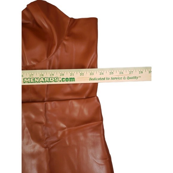Kendall & Kylie Shired Bust Cup Mini Dress Cognac Faux Leather - NWT - Sz 3x - Picture 10 of 15